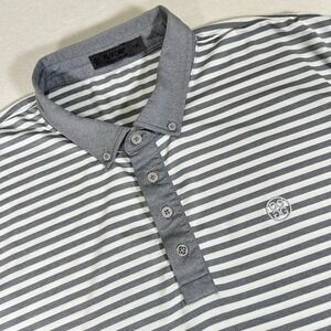 GFORE Polo Shirt Mens 2XL Gray White Golf Striped Stretch Performance Casual